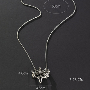 Collar con Colgante de Murciélago Esqueleto, Acero Inoxidable, Unisex, Joyería para Fiestas, Accesorio de Moda - Product Image 2