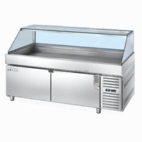 Réfrigérateur de comptoir de salade de restaurant de cuisine commerciale/réfrigérateur de table à double porte/réfrigérateur à pizza avec dessus en marbre