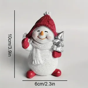 New Arrivals 2-Piece Religious Christmas Snowman Doll Statue <b>Ornaments</b> Couple Resin Craft Home Decorations - Product Image 5