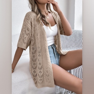 Cardigan en tricot à manches courtes pour femmes, protection solaire, tendance, pour les vacances - Product Image 6