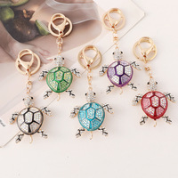 Porte-clés tortue Série Océan avec strass, breloque animale mignonne, pour clés de voiture, pendentif de sac, petit cadeau pour femmes et filles