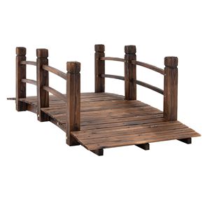 Puente de Jardín de Madera de Abeto 60 x 26.5 x 19 con Pasarela Curva y Barandillas Laterales para Patios Exteriores, Modelo D0100H5EESP de Madera Teñida - Product Image 1