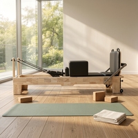 Reformer de Pilates portable et réglable en bois d'érable ou de chêne, durable, avec sangles de sécurité et poulies pour studio de Pilates