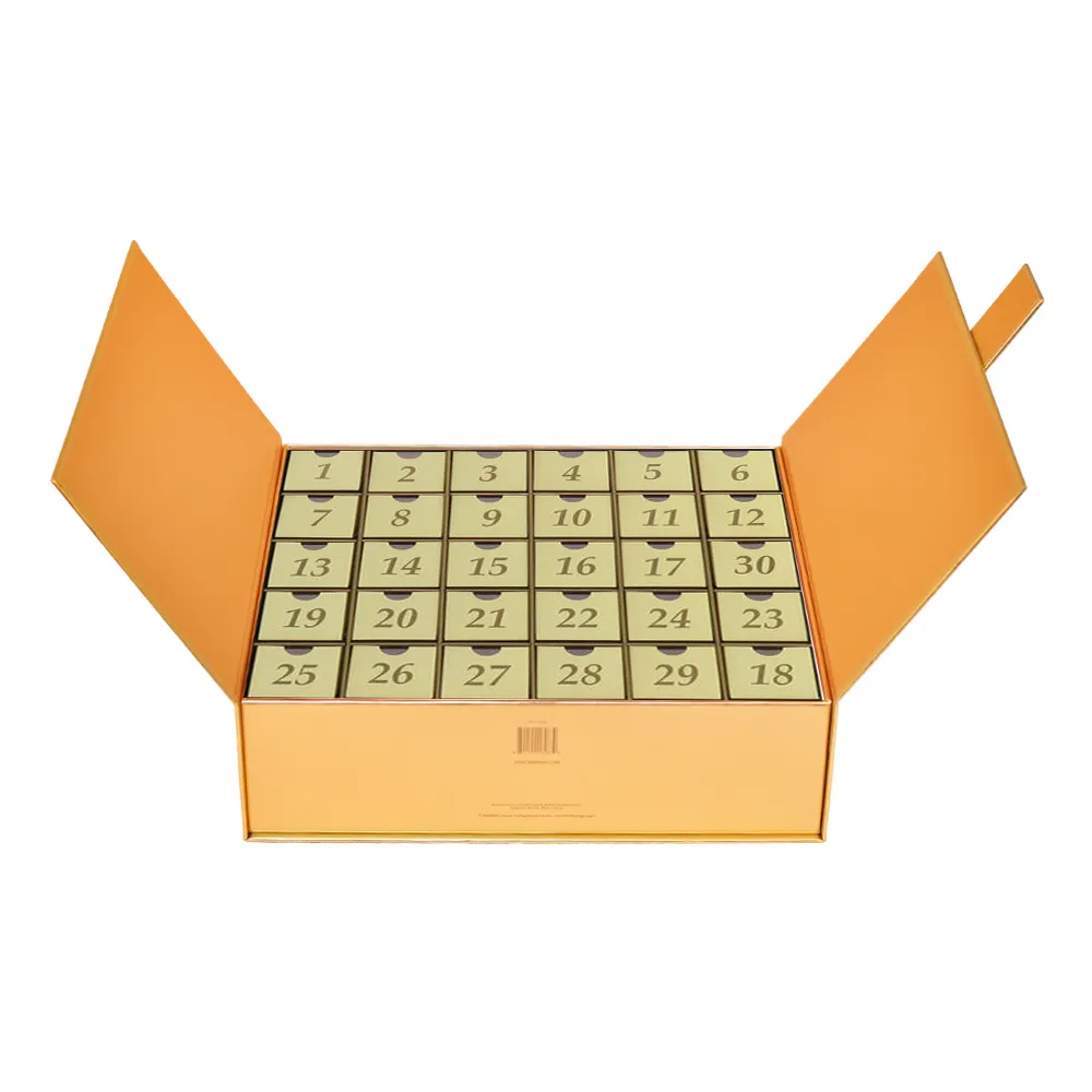 Caixas personalizadas luxuosas de embalagem de cartão de chocolate cosmético de embalagem de calendário para natal