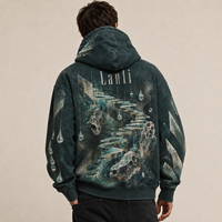 Sweat à capuche personnalisé pour homme, impression DTG, effet délavé, style gothique streetwear, sans coutures, 500 g/m², coupe ample