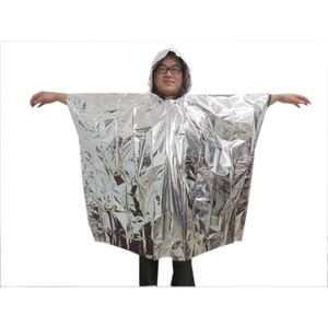 Emergency <b>Thermal</b> Foil Rain Poncho for Camping 0.025mm Silver Color Travel Plastic Reflective Foil Poncho Raincoat - Product Image 6