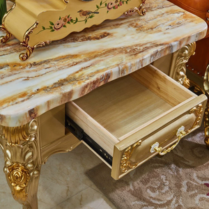 Mesa Auxiliar Cuadrada de Mármol Estilo Europeo, Mesa Lateral de Madera Maciza Tallada, Mesa de Esquina para Sala de Estar, Mesa Telefónica Cuadrada - Product Image 2