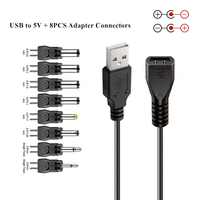 Câble d'alimentation USB vers 9V 12V réglable avec affichage numérique, cordon élévateur de tension USB avec 9 embouts de connecteurs CC pour routeur