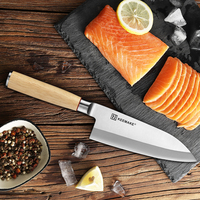 Couteau à fileter le poisson japonais Sashimi de 6.5 pouces en acier à haute teneur en carbone avec manche en bois de chêne Debaknife