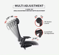 Chaise de bureau ergonomique haut de gamme avec accoudoirs 4D, appui-tête 3D réglable, design moderne, dossier en maille, chaise de direction UE/LAIAN Home Management