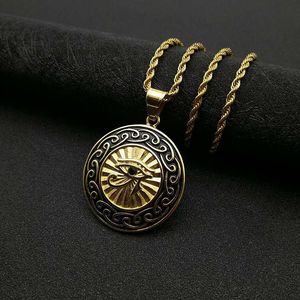 Yunnique – collier avec pendentif œil d'horus plaqué or, en acier inoxydable, chaîne de 3mm, bijoux cadeau DZ315A - Product Image 3