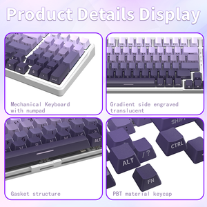 ZT99 RGB <b>Light</b> 99Keys Hot Swappable <b>Switch</b> Keycaps N-Key Rollover Wired 2.4Ghz <b>Wireless</b> Gasket Gaming Mechanical Keyboard ZT99 R - Product Image 2