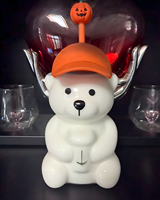 Tasse en verre borosilicate en forme d'ours avec couvercle à paille, motif dessin animé d'Halloween, résistante à la chaleur, en forme de citrouille