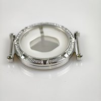 Boîtier en acier inoxydable 316L chic et sophistiqué avec 40 pierres CZ, 36x43 mm, étanche 3 ATM, compatible avec mouvement de taille 6x8.
