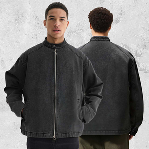 Tùy chỉnh Mỹ Retro đau khổ đứng lên cổ áo khoác nam chất lượng cao của nam giới mùa thu ngắn và rộng áo khoác hàng đầu - Product Image 2