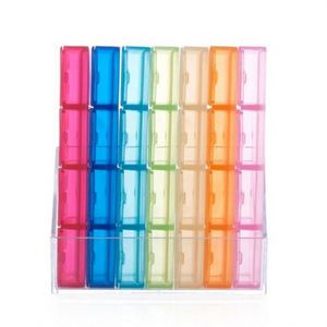 Organisateur de pilules de voyage hebdomadaire coloré, boîte à pilules mensuelle de haute qualité avec 28 compartiments hebdomadaires - Product Image 4