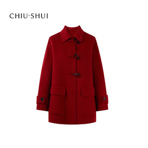 Hiver Nouveau Manteau en laine double face élégant pour femmes Bouton d'angle rouge en laine respirante Longue longueur Fourrure de mouton - Product Image 2