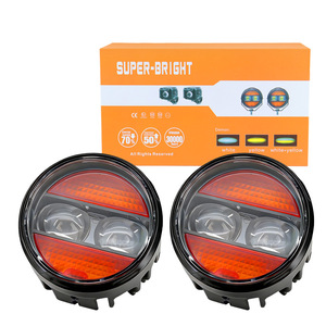 Motorcycle Spotlights Round Dual Lenses 12V LED Off-Road <b>Lighting</b> With <b>Wiring</b> Harness - Product Image 3