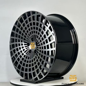 Jantes en alliage forgé Pangu à design maillé, 20, 22, 24, 26 pouces, finition argent brossé avec inserts noirs pour SUV de luxe, jantes de rechange - Product Image 5