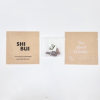 Emballage de sachets de thé en papier kraft écologique imprimé sur mesure, scellage thermique, sachet de thé de qualité alimentaire aseptique, pochette à faible barrière d'oxygène