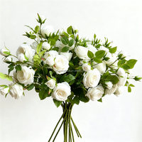 L-182 Premium Spray Rozen Lange Steel Levensechte Bloemblaadjes Huis Bruiloft Evenement Decoratie Groothandel