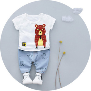 Conjuntos de Ropa Infantil con Diseño de Oso, 130 cm, Estilo Harajuku, Camisetas de Dibujos Animados para Niños y Pantalones, Producto de China - Product Image 5