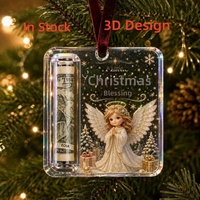 Pendentif de Noël créatif en acrylique rectangulaire imprimé UV, porte-billets, ornement de sapin, cadeau de fêtes