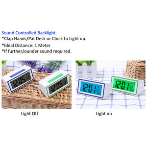 Petite horloge de table numérique mignonne avec commande vocale, rétroéclairage, minuterie, affichage de la température, fonctionne sur piles, décorative d'intérieur - Product Image 6