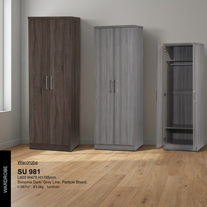 Solid 2 Door Wooden Wardrobe Cabinet Mirror Particle Board <b>Storage</b> Living High Durability JPS SU981 Home Bedroom Office Malaysia - Product Image 3