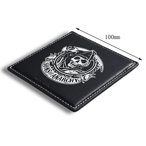 Custom Promotional Hot Selling Pu Leather Black Square <b>Table</b> <b>Coaster</b> - Product Image 4