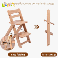 Chaise haute bébé pliable en bois massif avec plateau amovible et harnais de sécurité, chaise de repas moderne et portable pour la maternelle