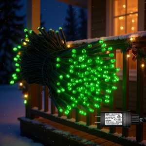 Guirnalda de Luces LED Verdes de 200 Luces, 66 Pies, Impermeables, para Interiores y Exteriores, Decoración Navideña y de Halloween, con Control de Botón - Product Image 2