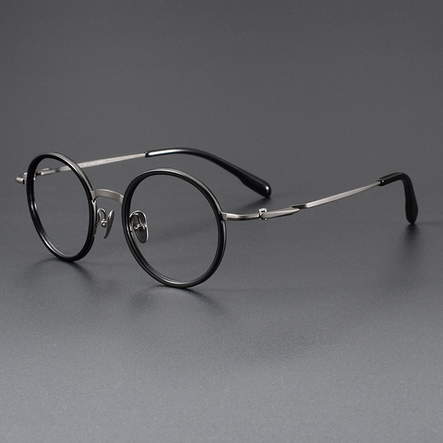SH0069 Luxury Titanium Round Eyeglasses High Quality Solid Pattern Prescription Glasses Men Women Fashion Style Gold