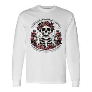 T-shirt à manches longues unisexe, col rond, impression numérique, motif crâne et rose, activités promotionnelles, adulte - Product Image 1