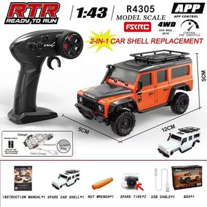 HuangBo HB Toys 1/43 4WD <span class=keywords><strong>RC</strong></span> Rock Crawler 2.4Ghz Proporcional Metálico Todoterreno SUV Doble Carrocería Control por APP RTR Mini Coche de Escalada - Product Image 3