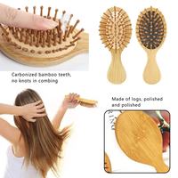 Brosse à cheveux démêlante et antistatique en bois de bambou, avec coussin de massage et technologie laser, format mini pour voyage et hôtel