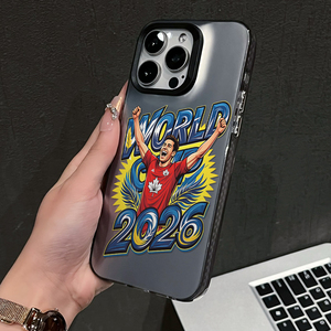 Coque <span class=keywords><strong>de</strong></span> téléphone Football 2026 style <span class=keywords><strong>BD</strong></span> motif joueur, étui TPU noir mat antichoc pour iPhone 17 16 15 14 13 Pro Max - Product Image 5