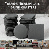 Sous-verres modernes écologiques en ardoise, diamètre 33 cm, épaisseur 5 mm, noirs, pour boissons, vierges pour gravure laser, en gros, en stock