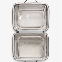 Étui cosmétique transparent OEM à clapet avec pochette amovible, trousse de toilette de voyage transparente avec poignée de transport