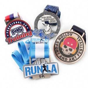 Medalla Deportiva Personalizada de Metal para Carreras 5K, Técnica de Plateado y Serigrafía, Fabricante a Medida para Medallas de Karate y Taekwondo con Cintas - Product Image 1