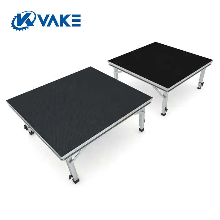 TUV Tested Aluminum 6061-T6 Event Stage Structure Portable Stage System Black Surface Platform Four Legs Aluminum Alloy Stage