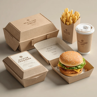 Boîte d'emballage pour la restauration rapide en papier kraft recyclable, design personnalisé, prix de gros du fabricant, pour hamburgers et sandwichs
