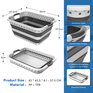 Cestas de <span class=keywords><strong>Baño</strong></span> Plegables para Bebés y Mascotas con Dos Asas, Cesta de Lavandería de Plástico Plegable de 42L - Product Image 3