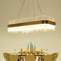 Luminaire suspendu rectangulaire moderne pour salle à manger, îlot de cuisine de luxe, lustre en verre