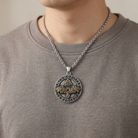 Pendentif Viking Tete Loup Triquetra Acier Inoxydable Collier Homme Vintage Gothique Bijoux Gros Personnalisable OEM Luxe