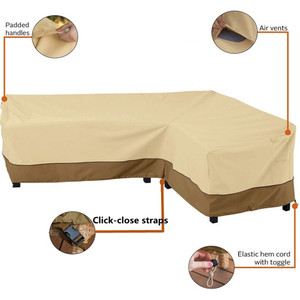 Housse de canapé d'angle en forme de L imperméable pour meubles de patio 210D longue avec tissu anti-poussière et polyester en tissu Oxford - Product Image 3