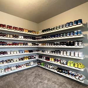 Étagères à chaussures flottantes en bois artisanales avec éclairage, organisateur de chaussures personnalisé, décoration <span class=keywords><strong>murale</strong></span> flottante en bois de 180 cm - Product Image 4