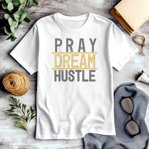 Hot Fix Prayer Dream Hustle Iron-On Transfer Design Impresión de diamantes de imitación para camisetas - Product Image 1