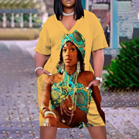 Robe d'Été Personnalisée pour Femmes Africaines, Robe de Plage Ample avec Motif Imprimé Numérique, Robe T-Shirt Décontractée Taille Naturelle