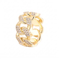 OUGEPHELI Bague Cuban Link Iced Out en Argent 925 avec Moissanite VVS1 certifiée GRA, passe le testeur de diamant, style Hip Hop pour Hommes
